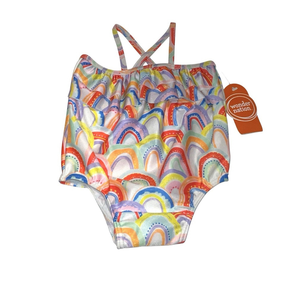 Wonder Nation Baby Girl‎ Rainbow One Piece Swimsuit 3-6 Months NWT